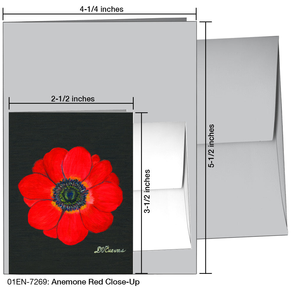 Anemone Red Close-Up, Greeting Card (7269A), Enclosure, www.printedcanvas.com