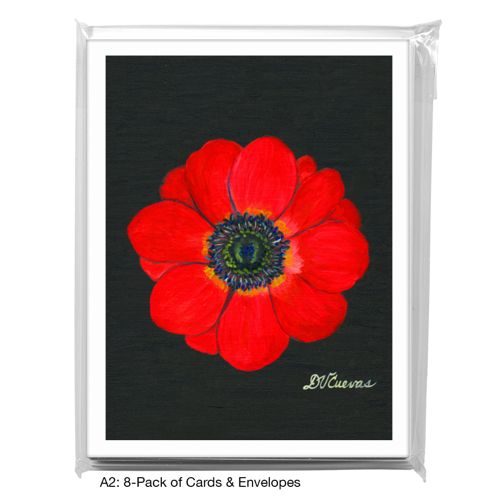 Anemone Red Close-Up, Greeting Card (7269), A2 8-Pack, printedcanvas.com