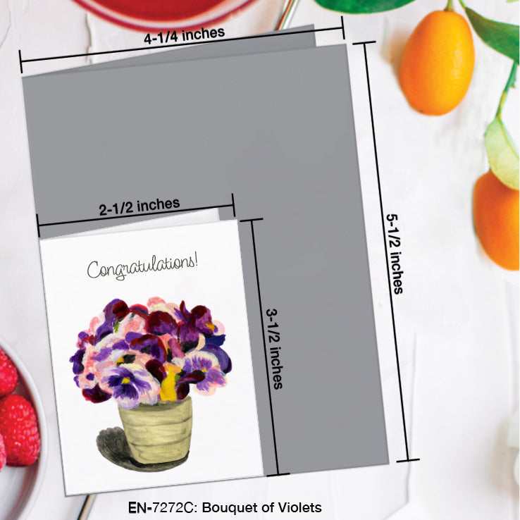 Bouquet of Violets, Greeting Card (7272C), Enclosure, www.printedcanvas.com