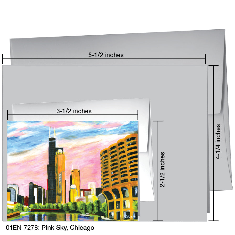 Pink Sky, Chicago, Greeting Card (7278A), Enclosure, www.printedcanvas.com