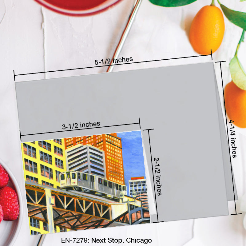 Next Stop, Chicago, Greeting Card (7279B), Enclosure Card, www.printedcanvas.com