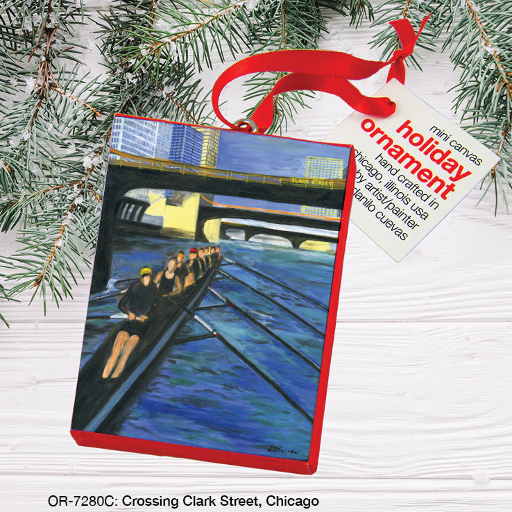 Crossing Clark Street, Chicago, Ornament (OR-7280C), Front, printedcanvas.com