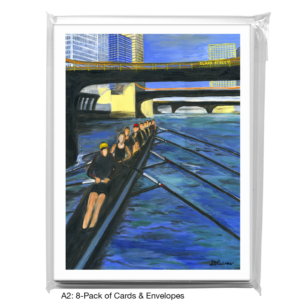 Crossing Clark Street, Chicago, Greeting Card (7280C), A2 8-Pack, printedcanvas.com