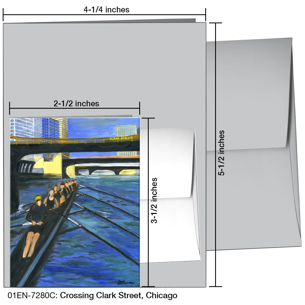 Crossing Clark Street, Chicago, Greeting Card (7280C), Enclosure, printedcanvas.com