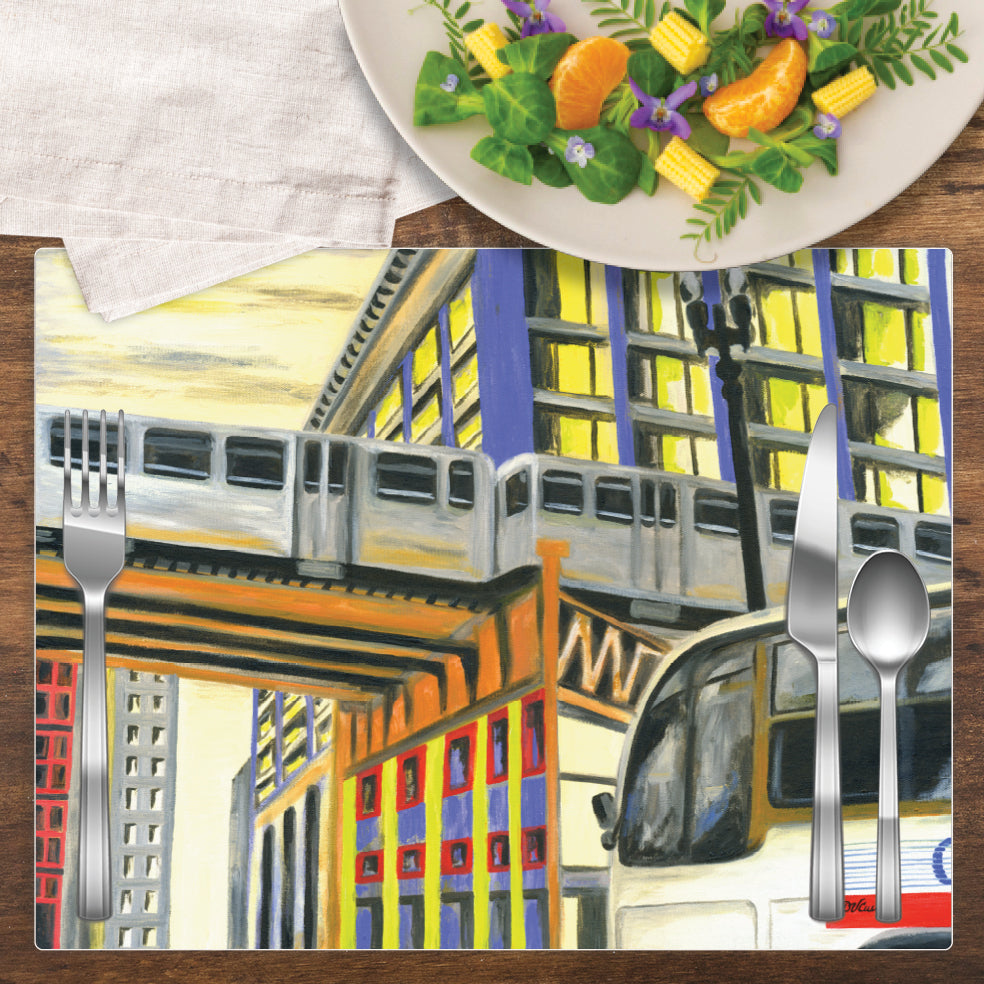 Bus Under Tracks, Chicago, Vinyl Placemat (PMT-7281A)