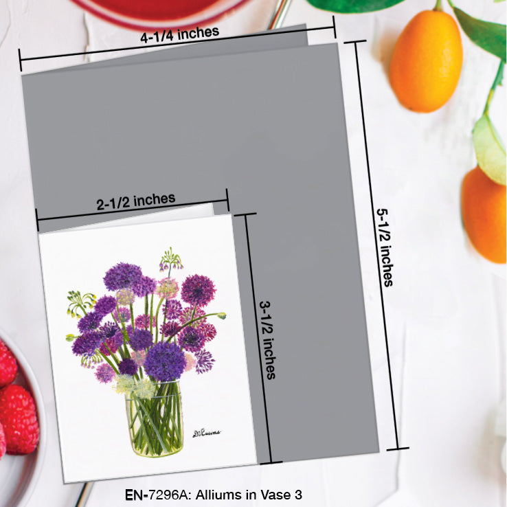 Alliums in Vase 3, Greeting Card (7296A), Enclosure Card, www.printedcanvas.com