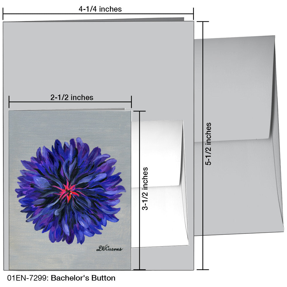 Bachelor's Button, Greeting Card (7299A), Enclosure, www.printedcanvas.com