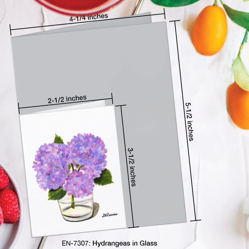 Hydrangeas in Glass, Greeting Card (7307A), Enclosure Card, www.printedcanvas.com