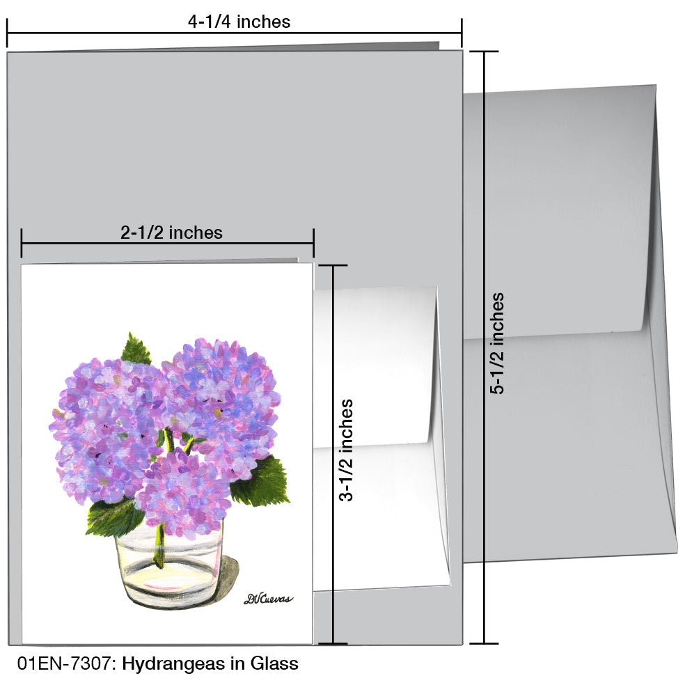 Hydrangeas in Glass, Greeting Card (7307A), Enclosure, www.printedcanvas.com