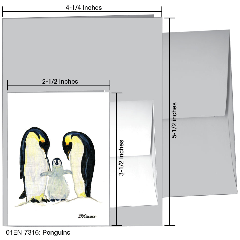 Penguins, Greeting Card (7316A), Enclosure, www.printedcanvas.com