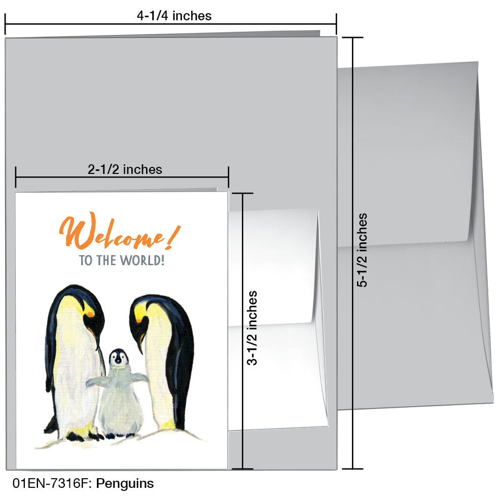 Penguins, Greeting Card (7316F), Enclosure, printedcanvas.com