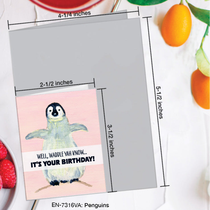 Penguins, Greeting Card (7316VA), Enclosure, www.printedcanvas.com