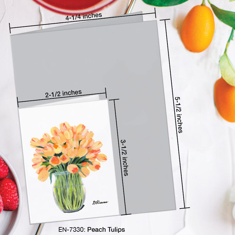 Peach Tulips, Greeting Card (7330A), Enclosure Card, www.printedcanvas.com