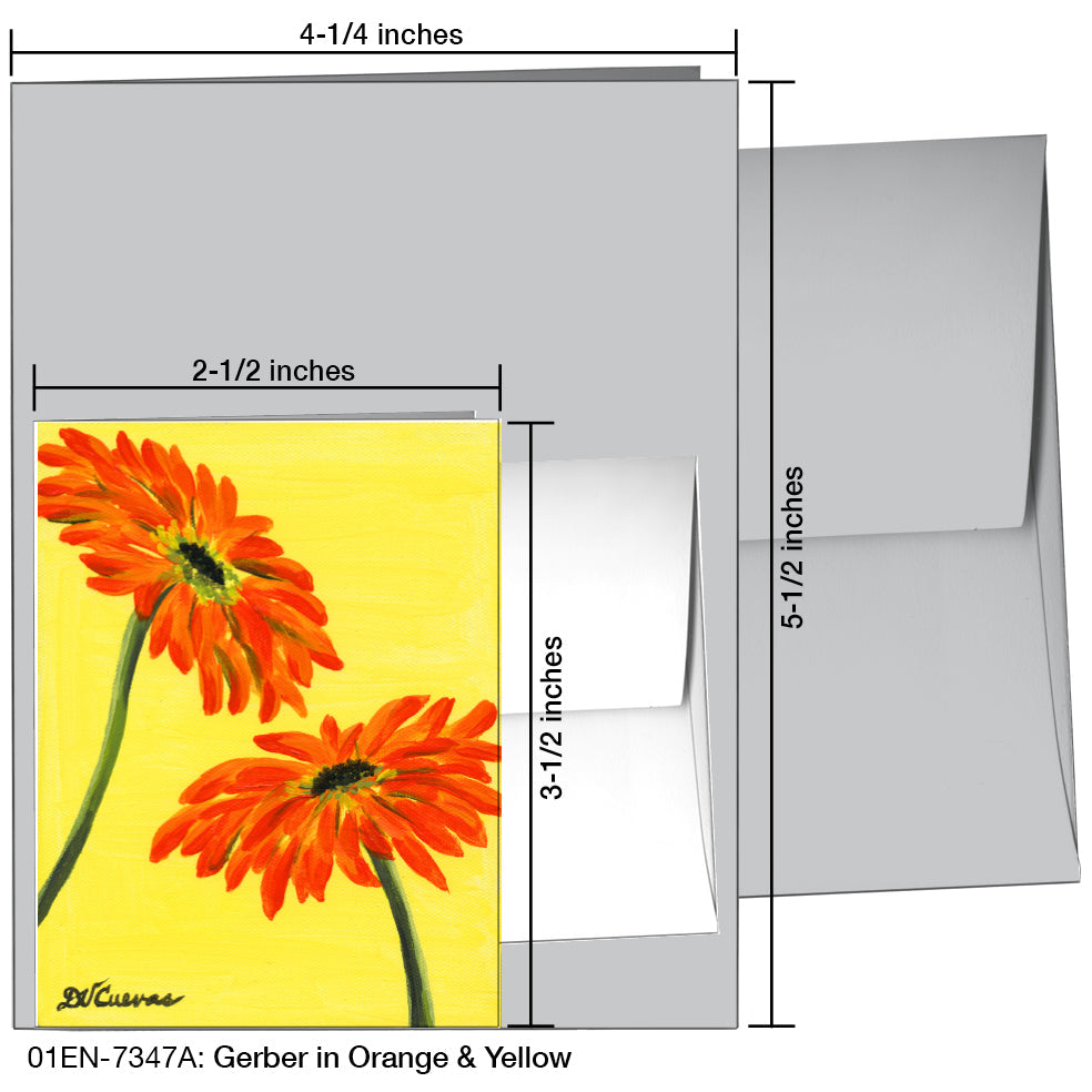 Gerber In Orange & Yellow, Greeting Card (7347A), Enclosure, printedcanvas.com