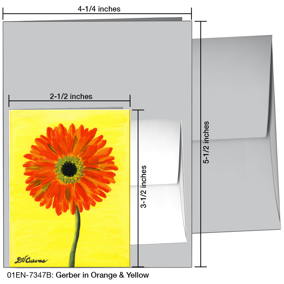 Gerber In Orange & Yellow, Greeting Card (7347B), Enclosure, printedcanvas.com