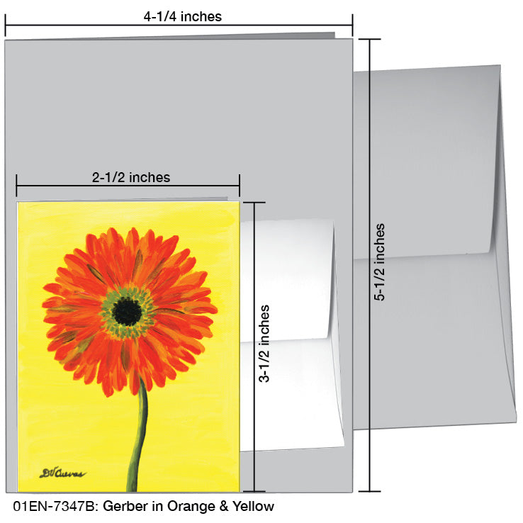 Gerber in Orange & Yellow, Greeting Card (7347B), Enclosure Card, www.printedcanvas.com