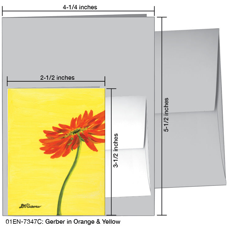 Gerber in Orange & Yellow, Greeting Card (7347C), Enclosure Card, www.printedcanvas.com