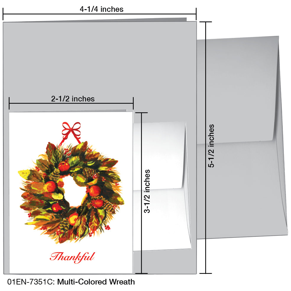 Multi-Colored Wreath, Greeting Card (7351C)