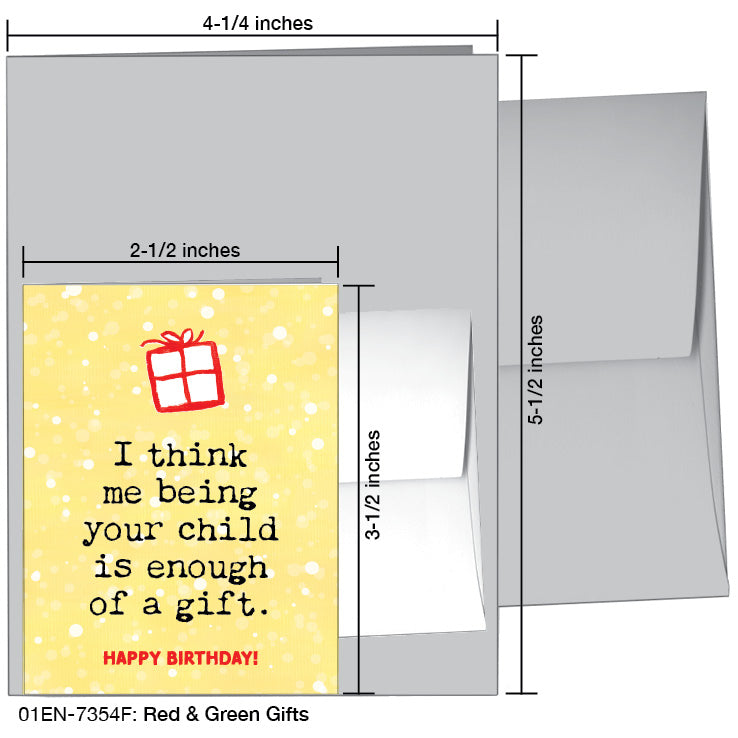 Red & Green Gifts, Greeting Card (7354F), Enclosure, www.printedcanvas.com