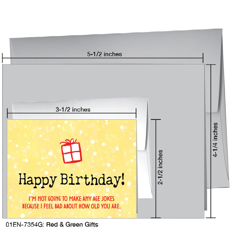 Red & Green Gifts, Greeting Card (7354G), Enclosure, www.printedcanvas.com