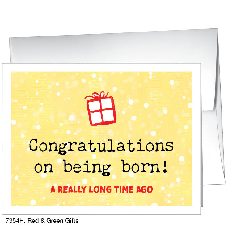 Red & Green Gifts, Greeting Card (7354H), A2 Card, printedcanvas.com