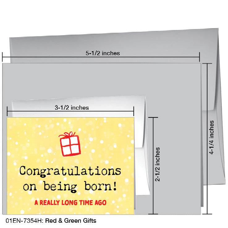 Red & Green Gifts, Greeting Card (7354H), Enclosure Card, printedcanvas.com