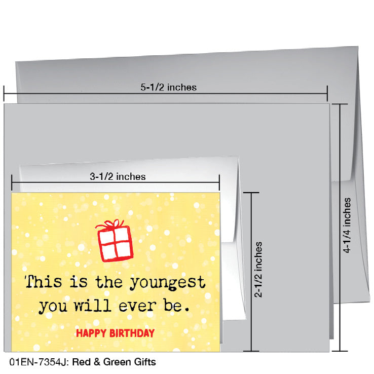 Red & Green Gifts, Greeting Card (7354J), Enclosure Card, printedcanvas.com