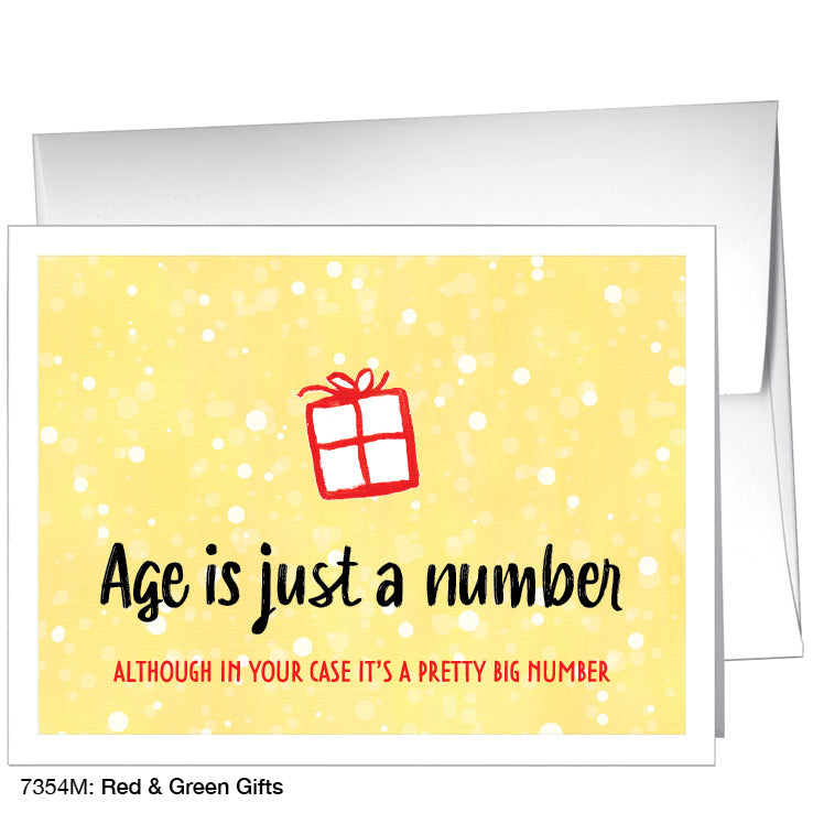 Red & Green Gifts, Greeting Card (7354M), A2 Card, printedcanvas.com