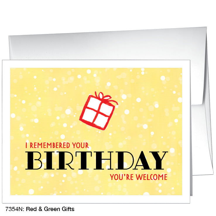 Red & Green Gifts, Greeting Card (7354N), A2 Card, printedcanvas.com