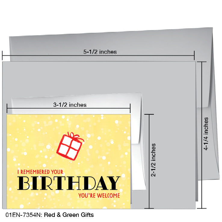 Red & Green Gifts, Greeting Card (7354N), Enclosure Card, printedcanvas.com