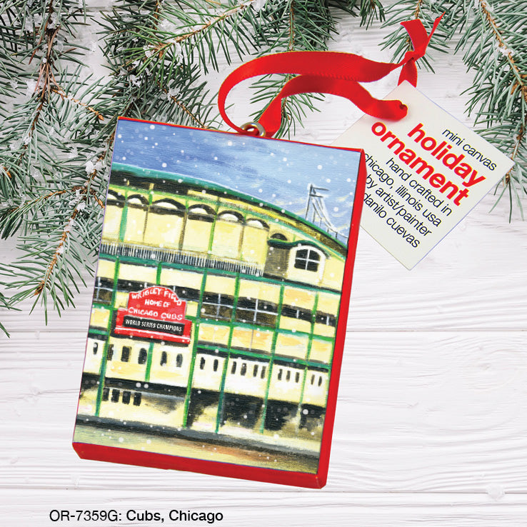 Cubs, Chicago, Ornament (OR-7359G), Ornament Front, www.printedcanvas.com