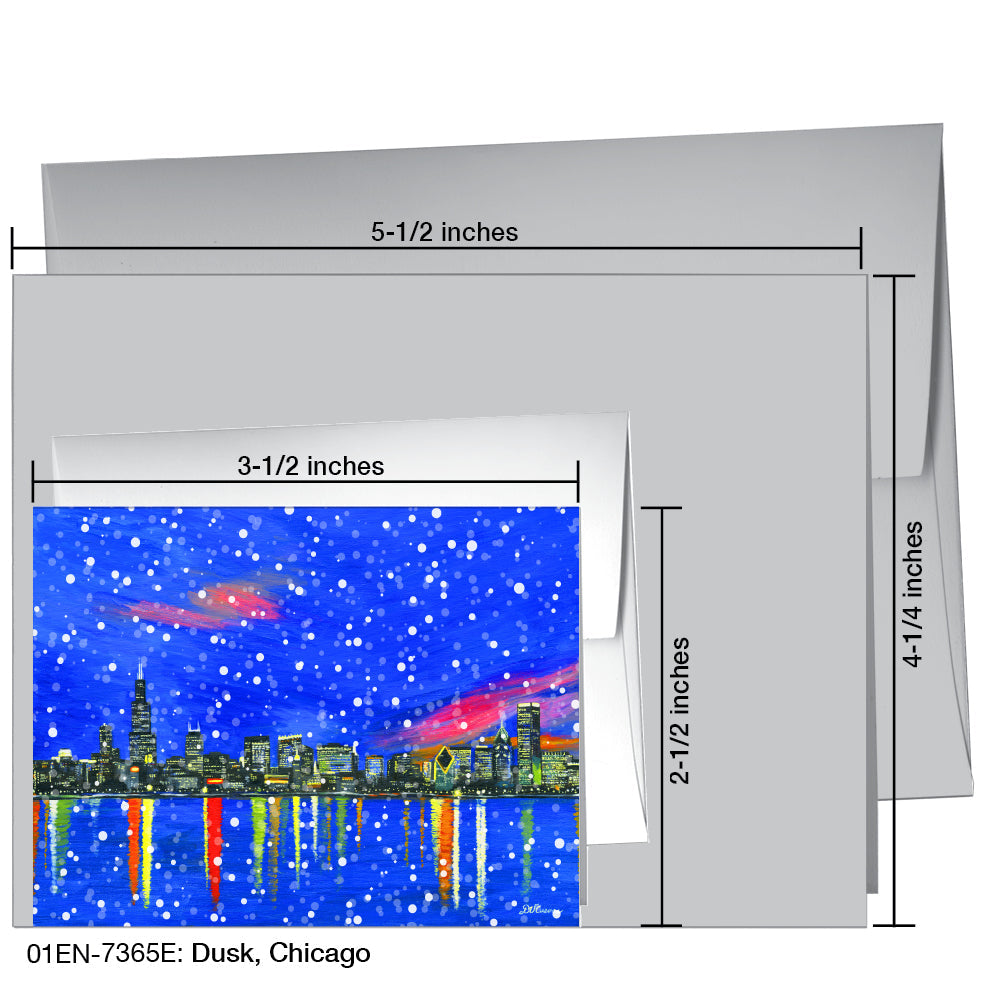 Dusk, Chicago, Greeting Card (7365E), Enclosure Card, www.printedcanvas.com
