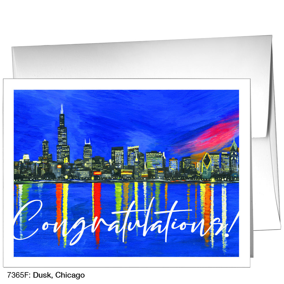 Dusk, Chicago, Greeting Card (7365F), A2, printedcanvas.com