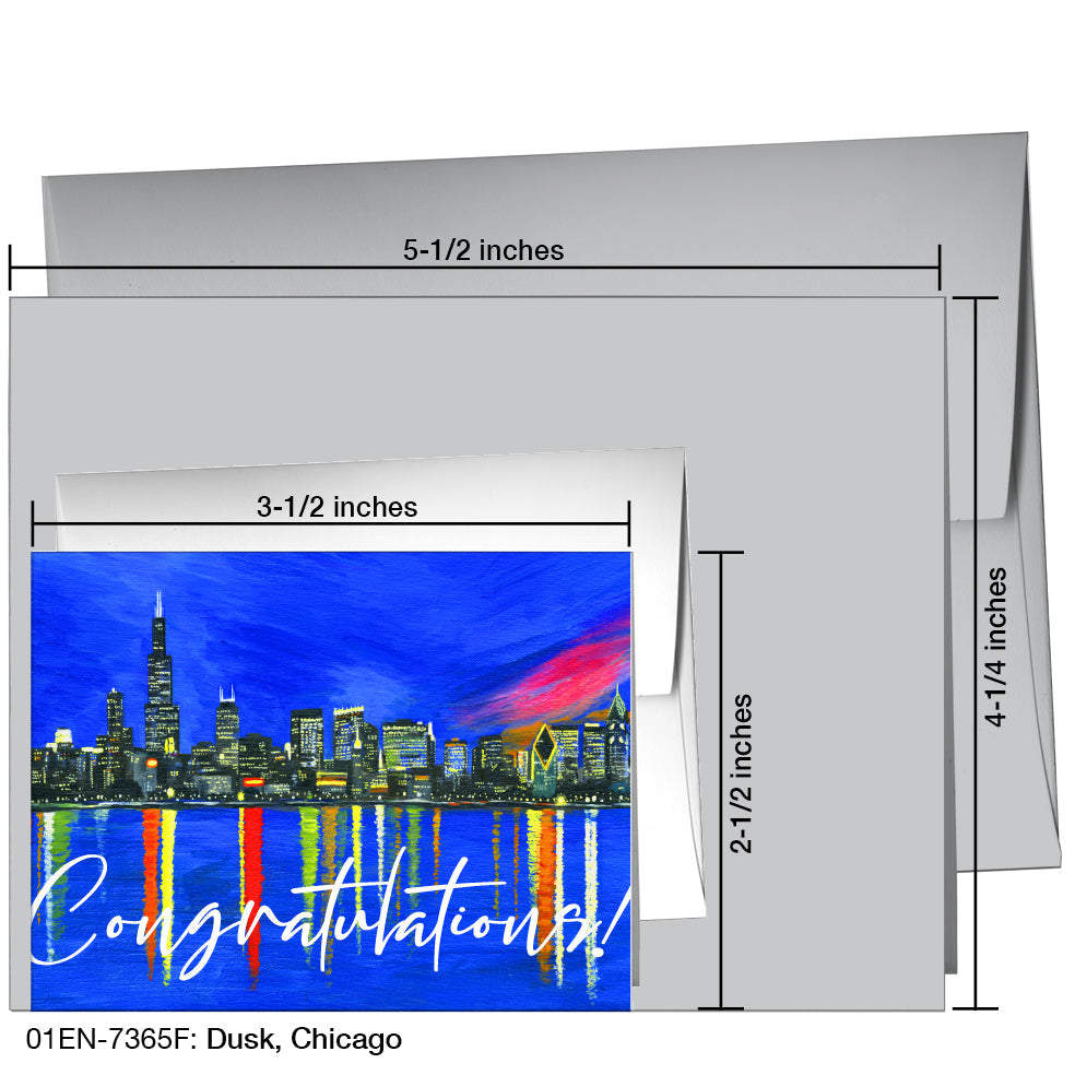 Dusk, Chicago, Greeting Card (7365F), Enclosure, printedcanvas.com
