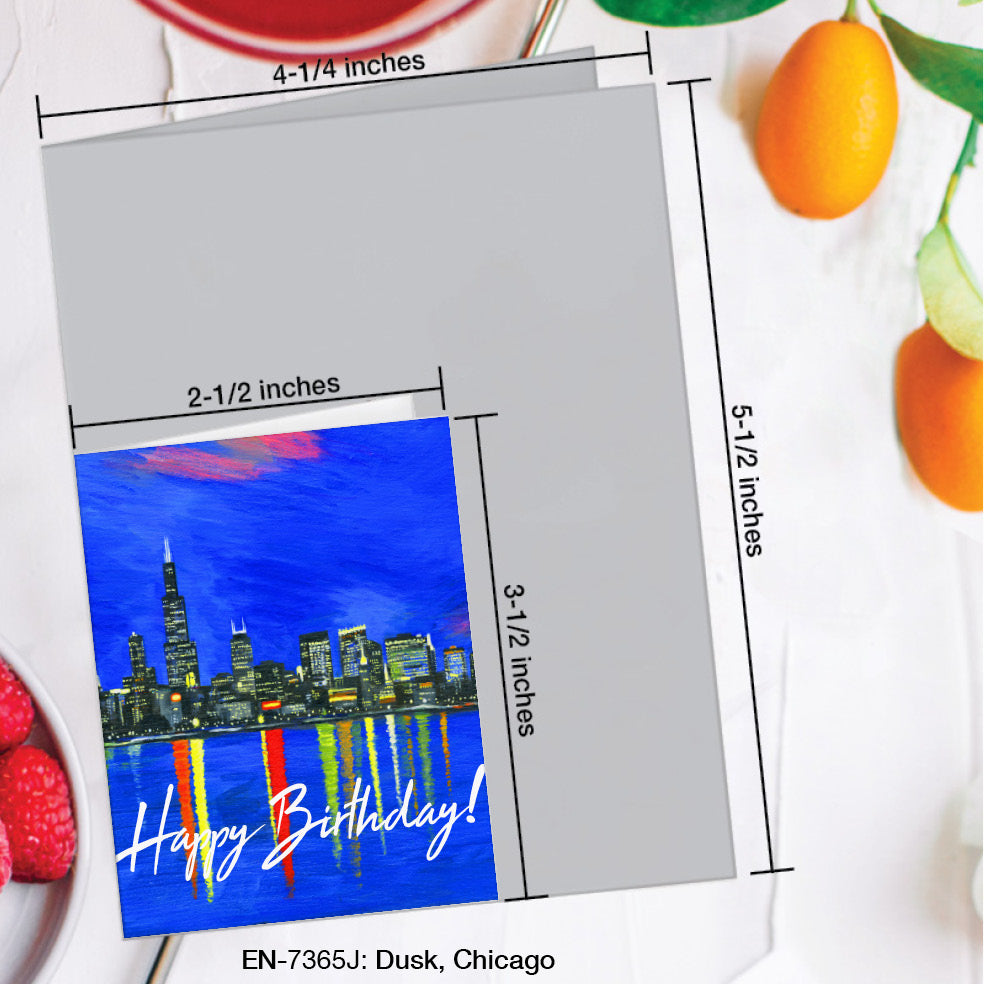 Dusk, Chicago, Greeting Card (7365J), Enclosure, www.printedcanvas.com