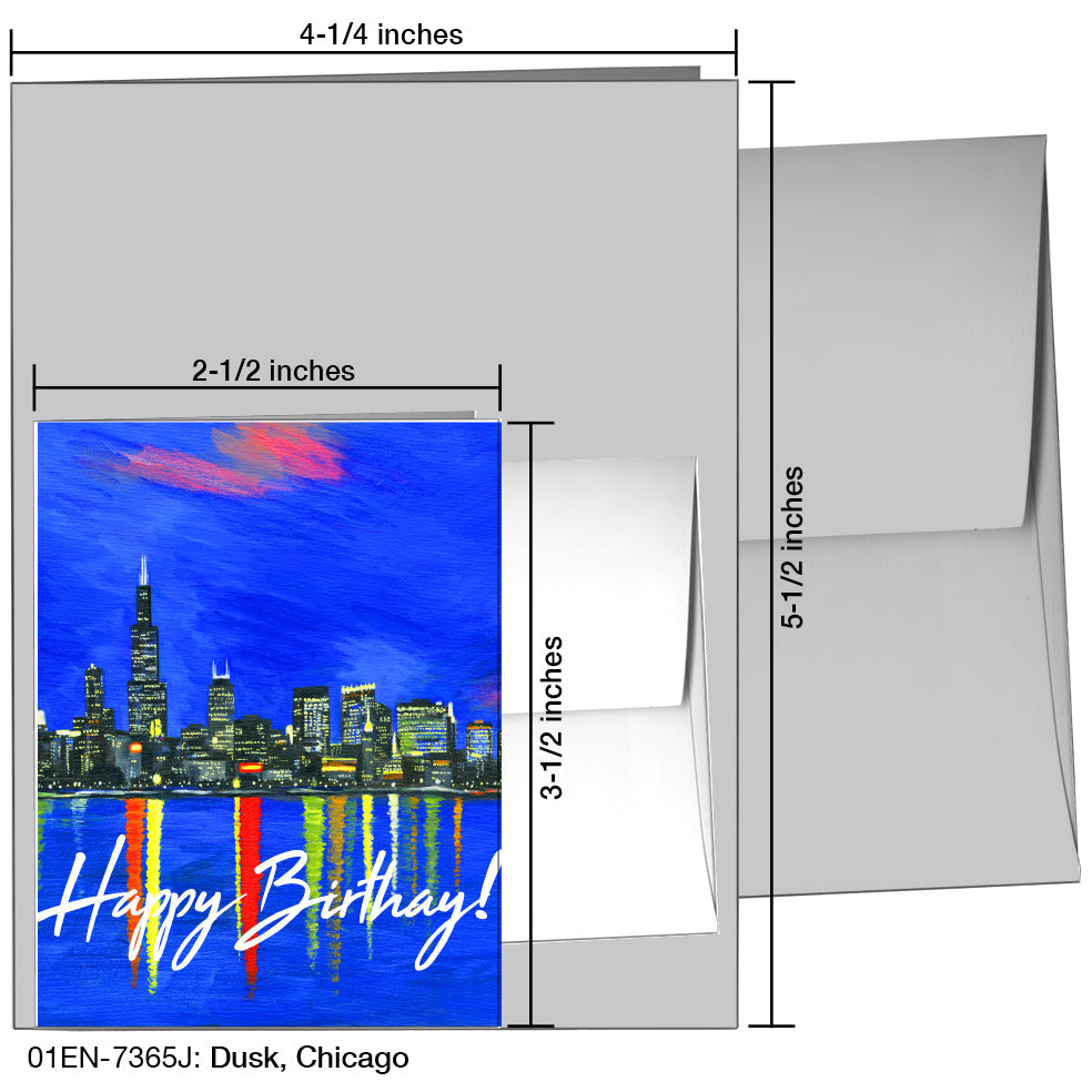 Dusk, Chicago, Greeting Card (7365J), Enclosure, printedcanvas.com