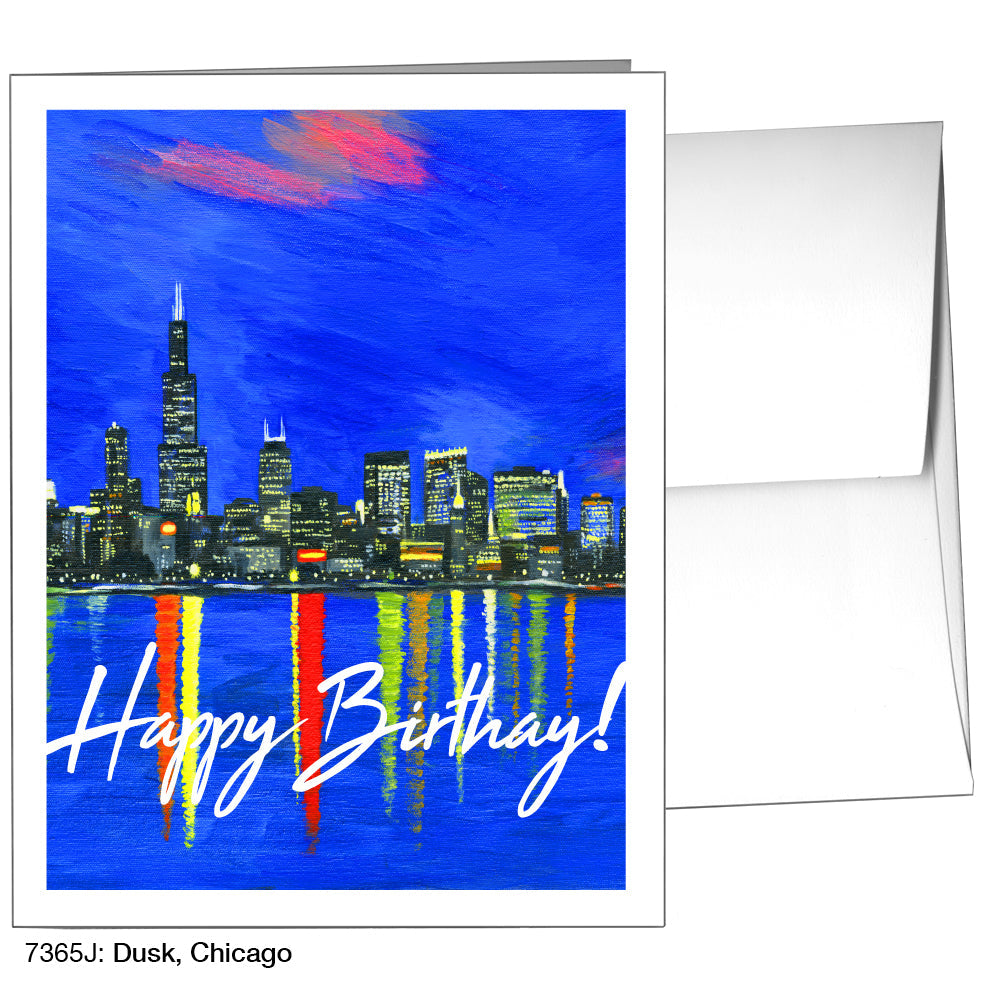 Dusk, Chicago, Greeting Card (7365J), A2, printedcanvas.com