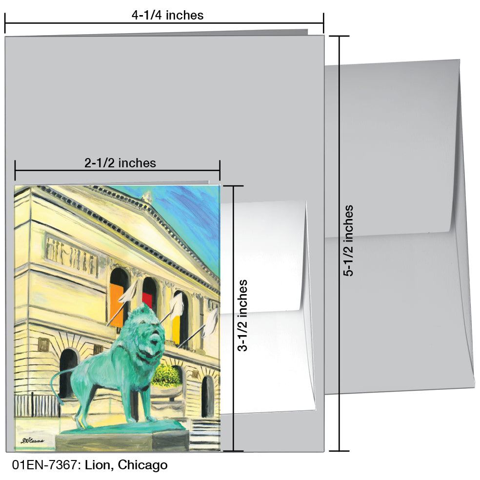 Lion, Chicago, Greeting Card (7367A), Enclosure Card, www.printedcanvas.com