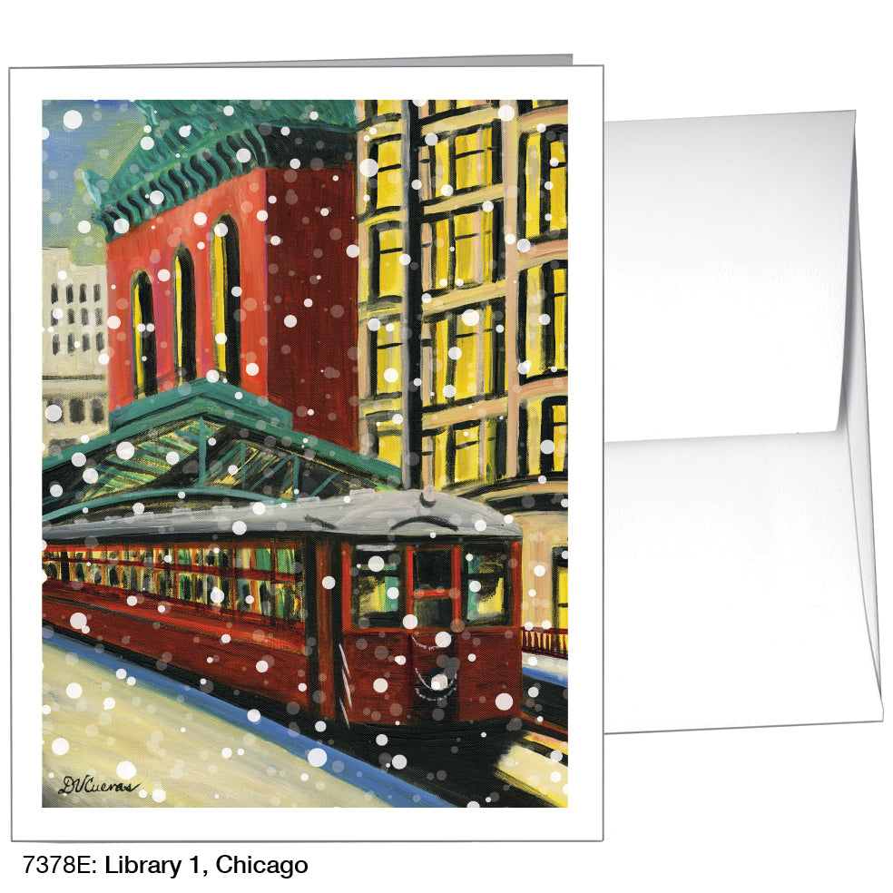 Library 1, Chicago, Greeting Card (7378E), A2, printedcanvas.com