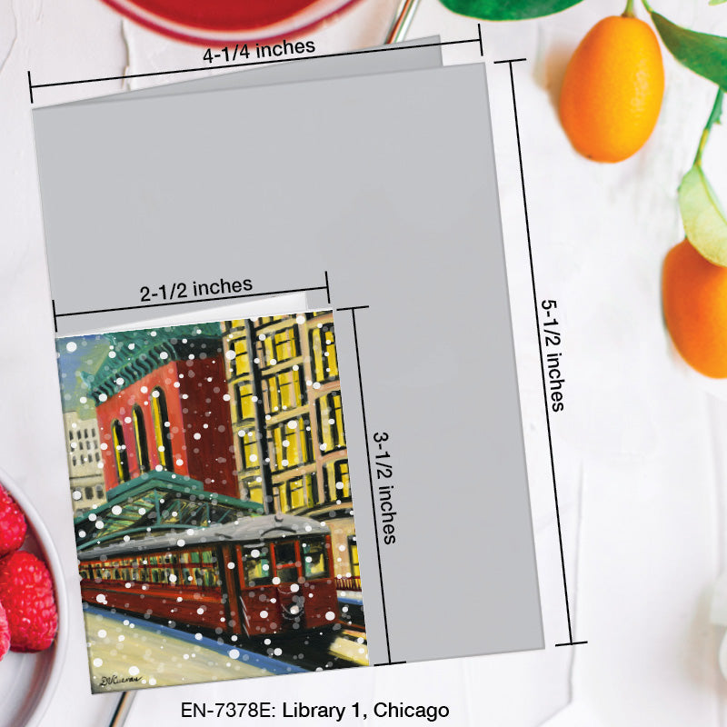 Library 1, Chicago, Greeting Card (7378E), Enclosure Card, www.printedcanvas.com