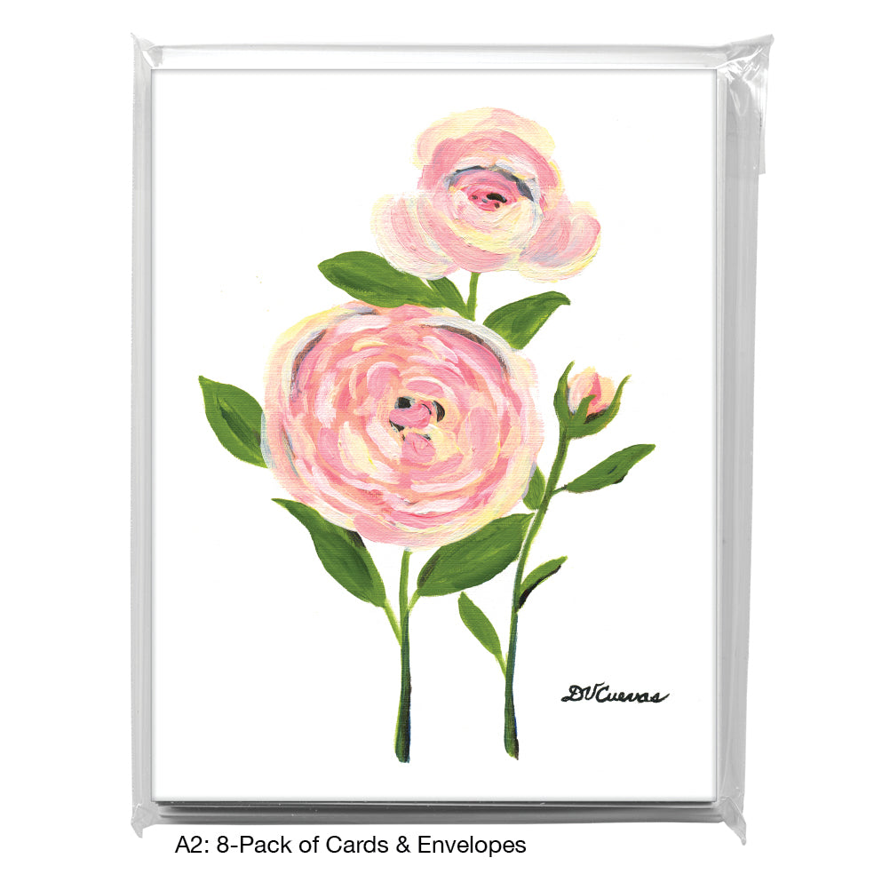 Old Garden Rose 2, Greeting Card (7381A), A2 8-Pack, printedcanvas.com