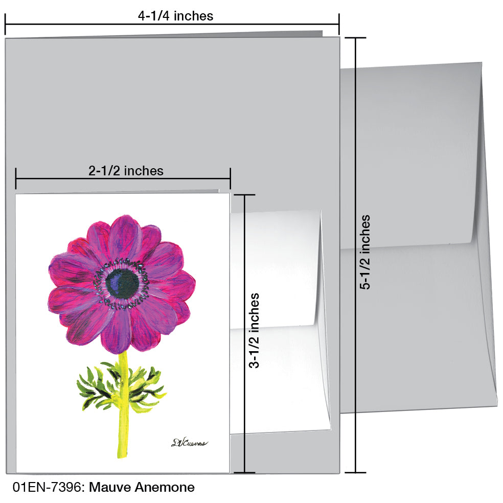 Mauve Anemone, Greeting Card (7396A), Enclosure, www.printedcanvas.com