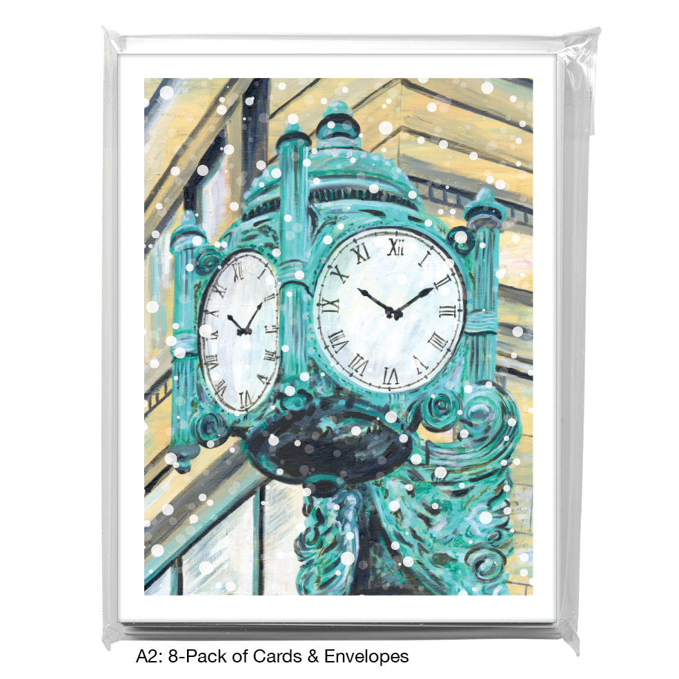 Marshall Fields Clock, Chicago, Greeting Card (7414B), A2 Card 8-Pack, www.printedcanvas.com