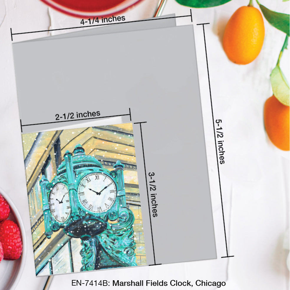 Marshall Fields Clock, Chicago, Greeting Card (#7414B)