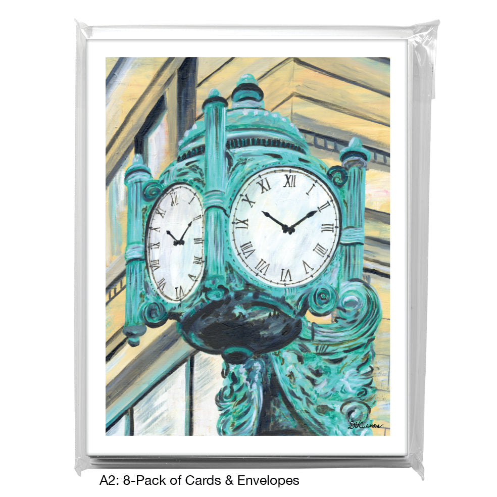 Marshall Fields Clock, Chicago, Greeting Card (7414E), 8-Pack, www.printedcanvas.com