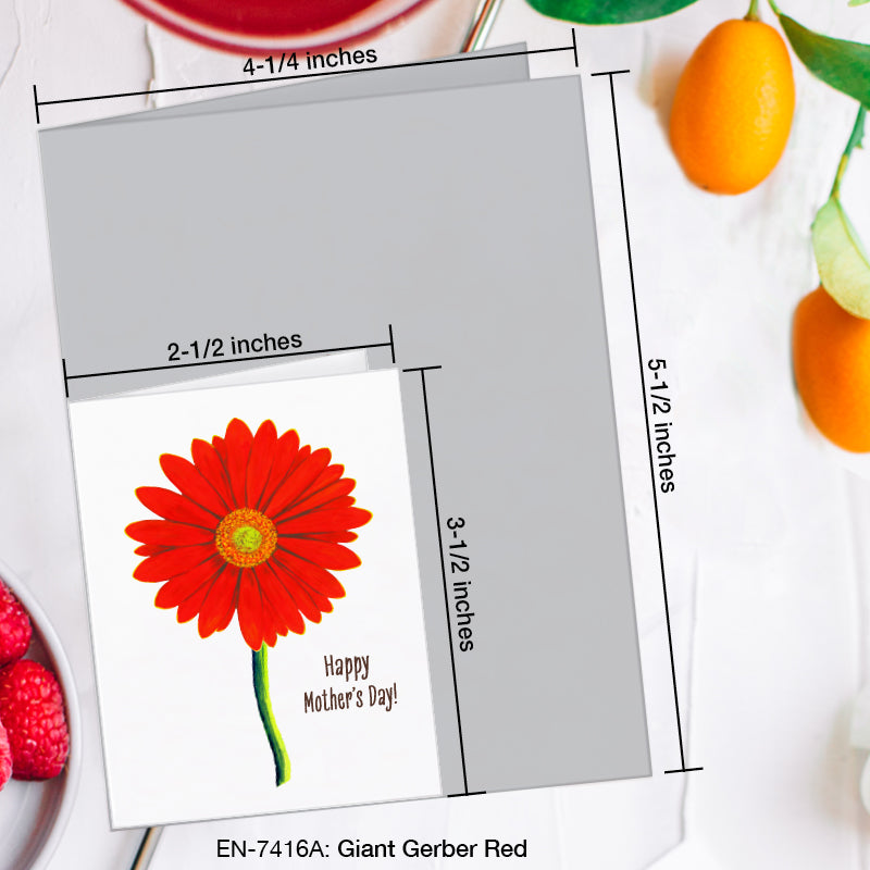 Giant Gerber Red, Greeting Card (7416A), Enclosure, www.printedcanvas.com