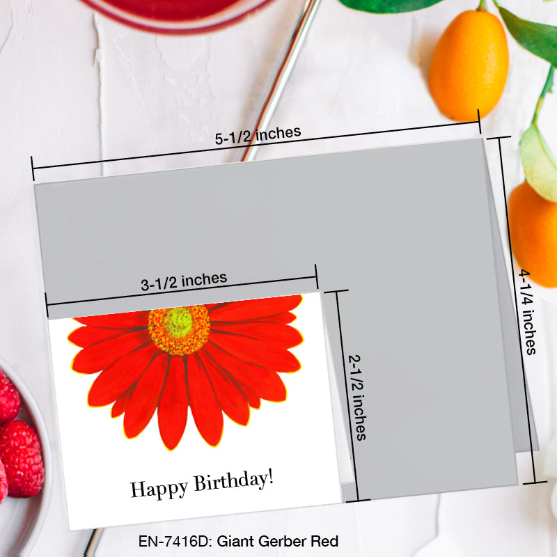 Giant Gerber Red, Greeting Card (7416D), Enclosure, www.printedcanvas.com
