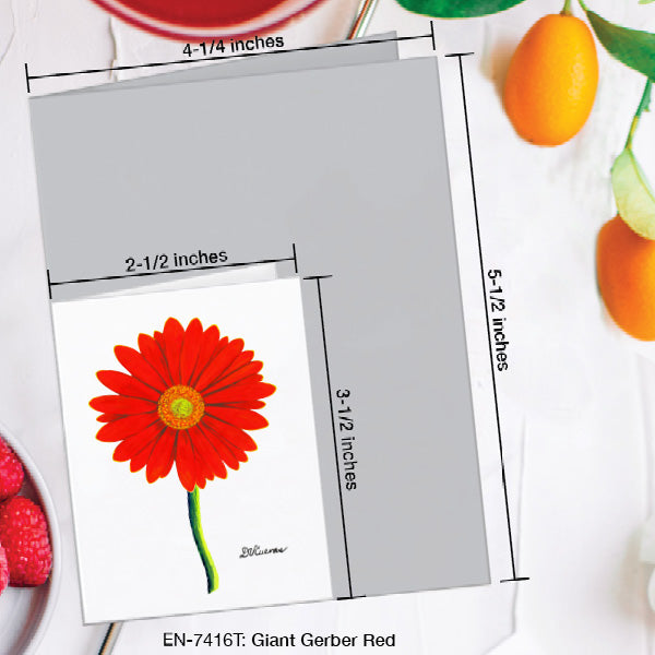Giant Gerber Red, Greeting Card (7416T), Enclosure Card, www.printedcanvas.com