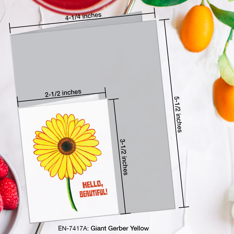 Giant Gerber Yellow, Greeting Card (7417A), Enclosure, www.printedcanvas.com