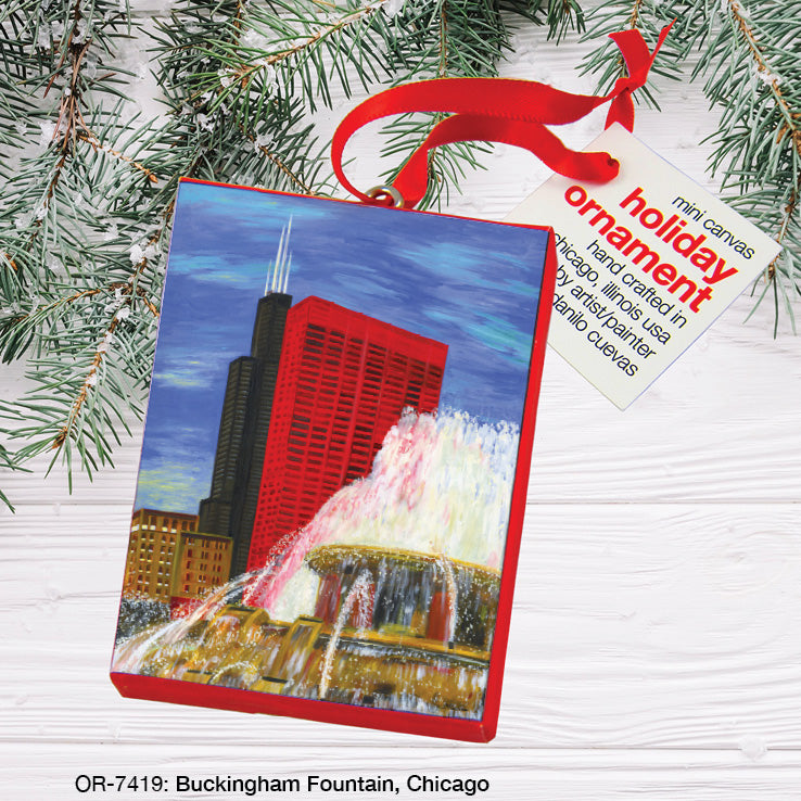 Buckingham Fountain, Chicago, Ornament (OR-7419), Front, printedcanvas.com